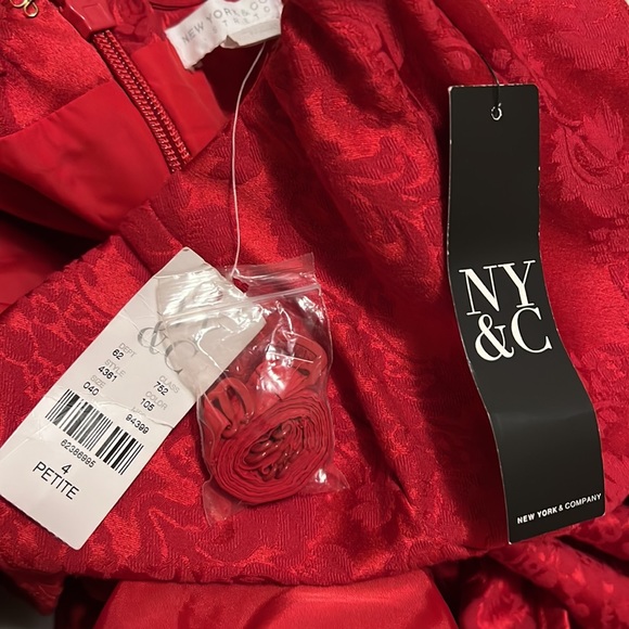 New York & Company, Stretch, Strapless, Tie Up in Back Dress, Candy AppleRed, 4P - Picture 10 of 10